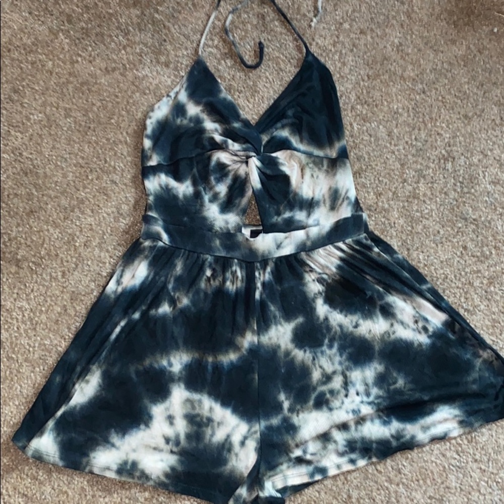 Green tie dye romper